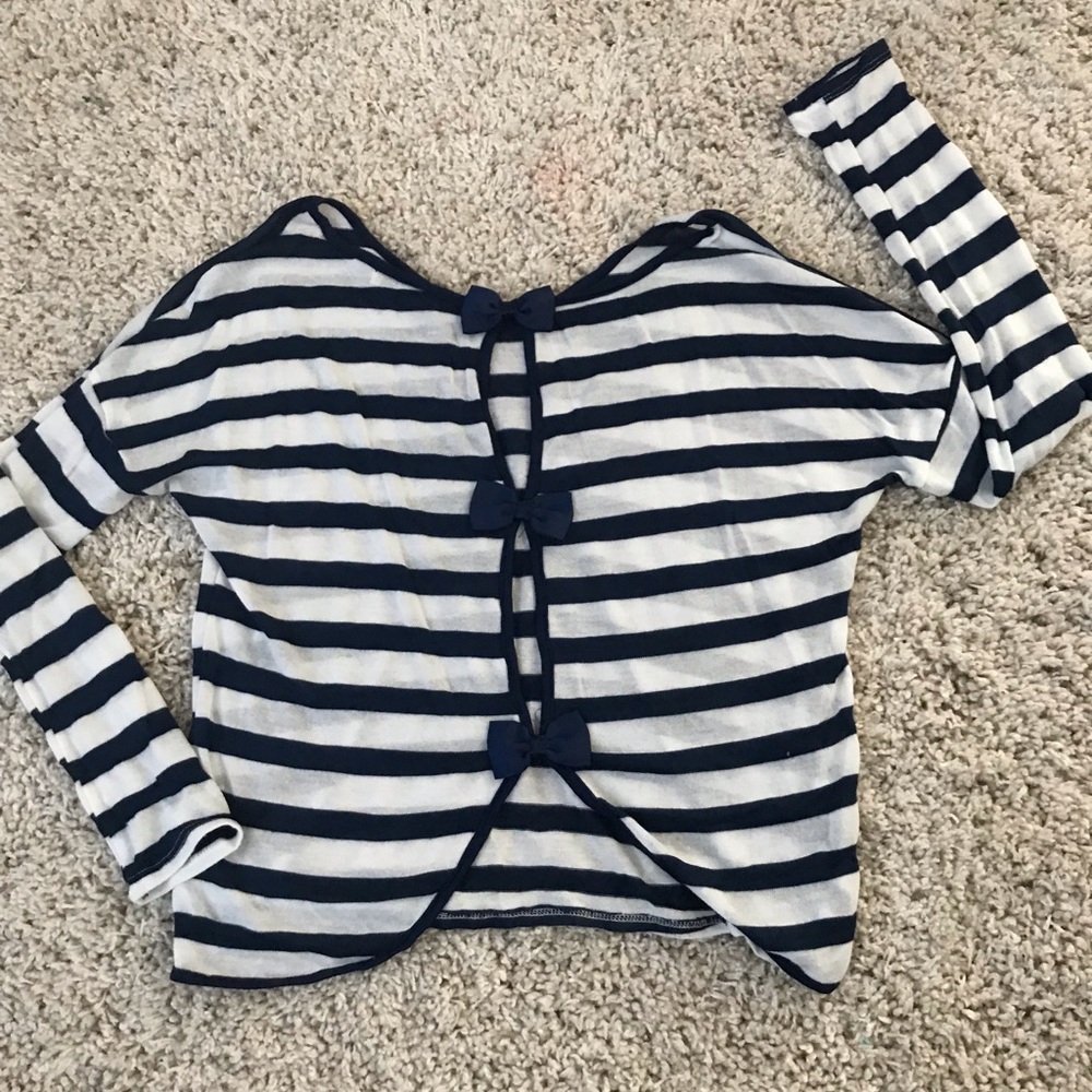Navy stripe long sleeve top